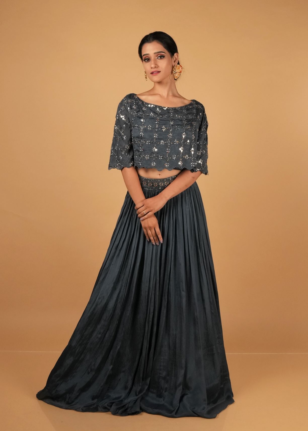 Black Velvet Indo Western Lehenga Choli 258293