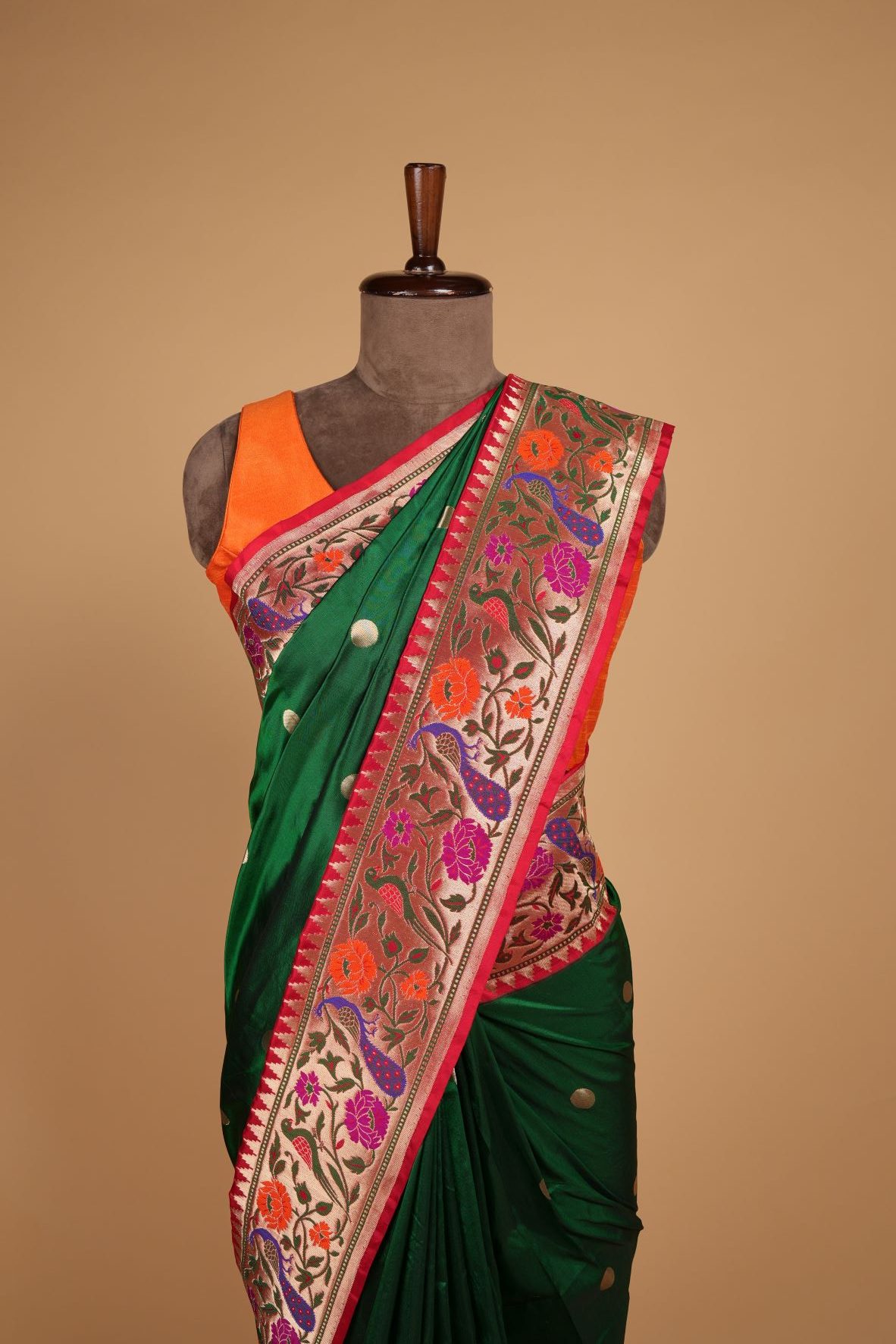 Green Paithani Silk Handwoven Bridal Saree – Sunasa