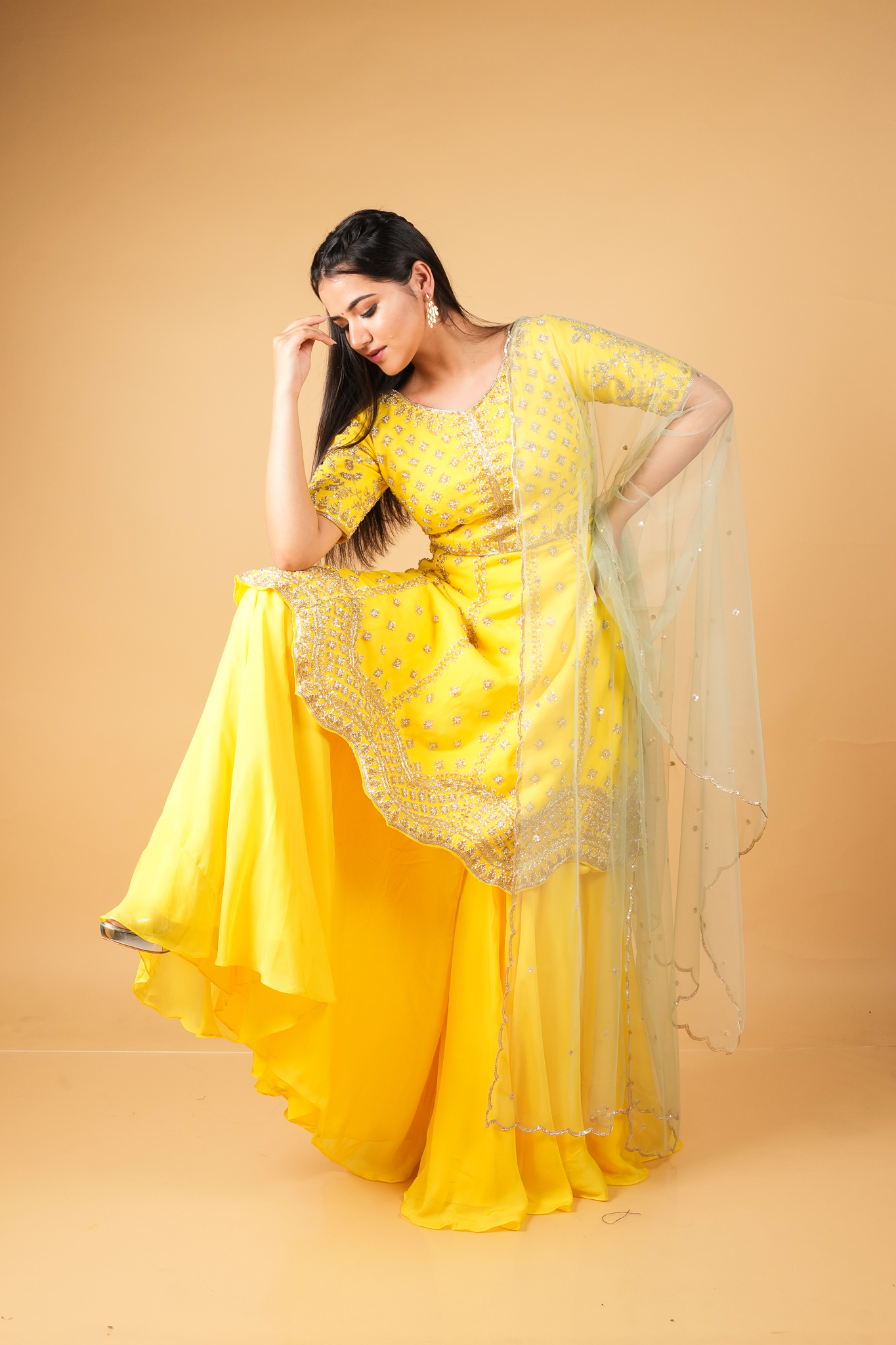 Yellow Palazzo With Peplum Top  Party wear indian dresses, Indian