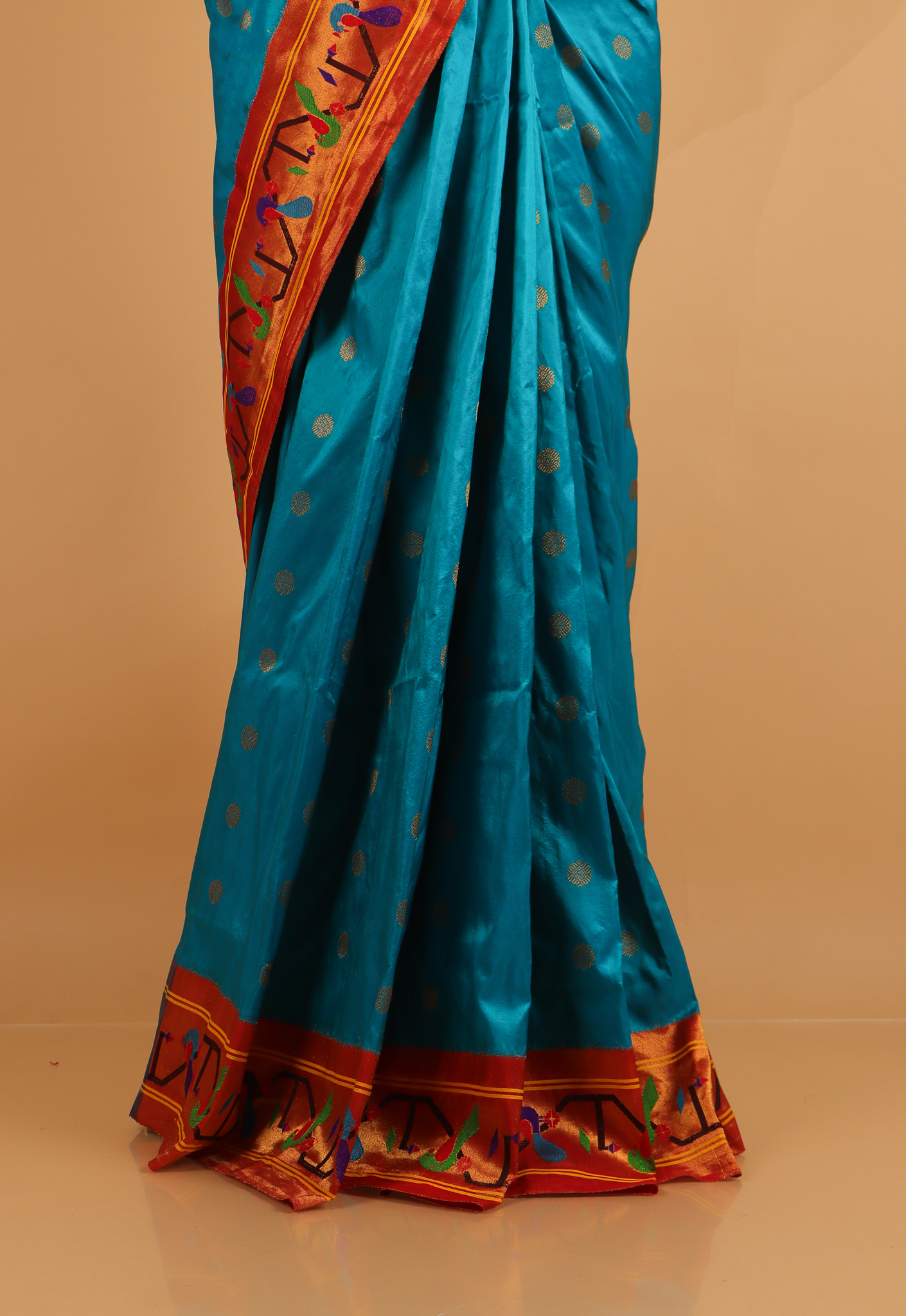 Elegant Navy Blue Paithani Silk Saree